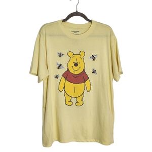 Disney Cross-stitch Winnie the Pooh Light Yellow Embroidered Tee Size XL